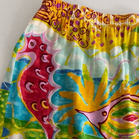 Vintage Jams World Creatures of the Sea Mini Skirt Tiered Ruffled Pull On Large - Picture 6 of 9